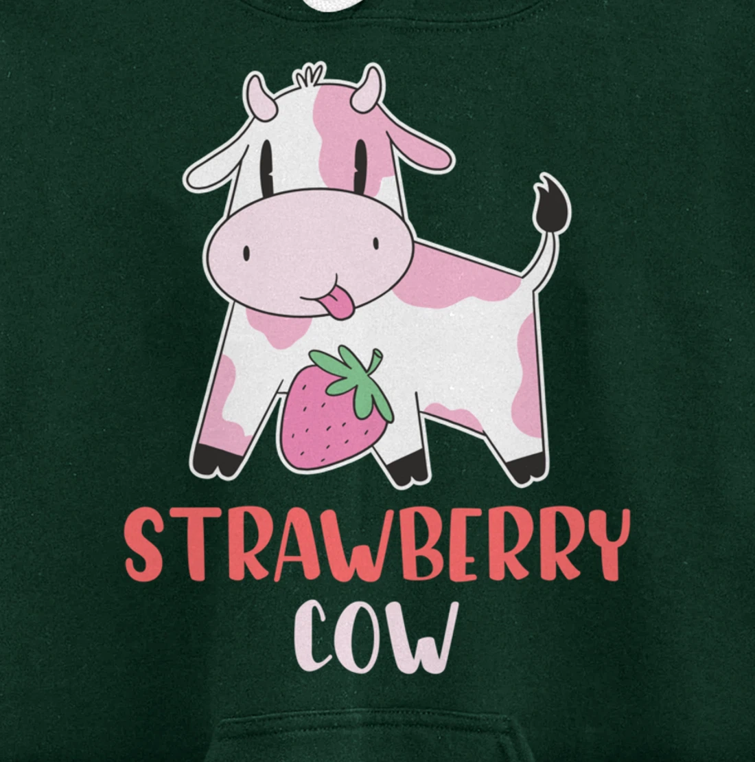 Pink Strawberry Cow Summer Fruit For Berry Lover Pullover Hoodie