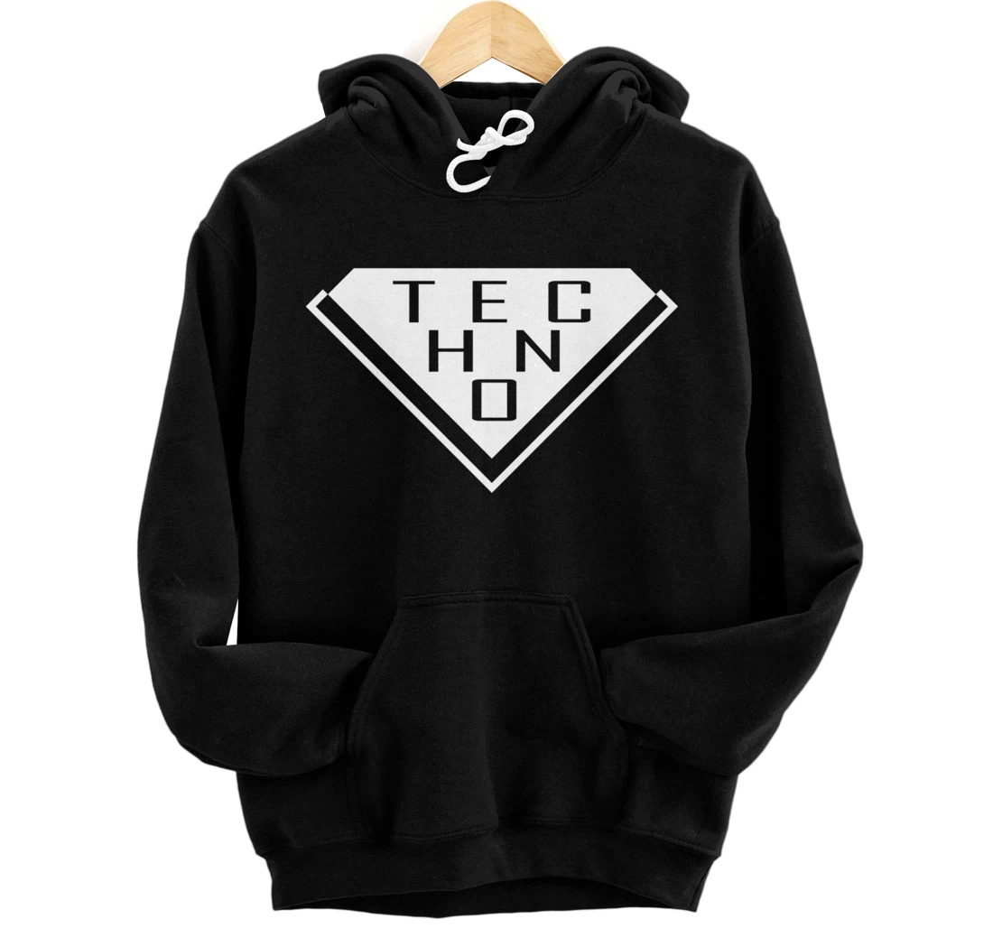 Minimalist Stylish Techno Music For Raver Synth Lover Pullover Hoodie