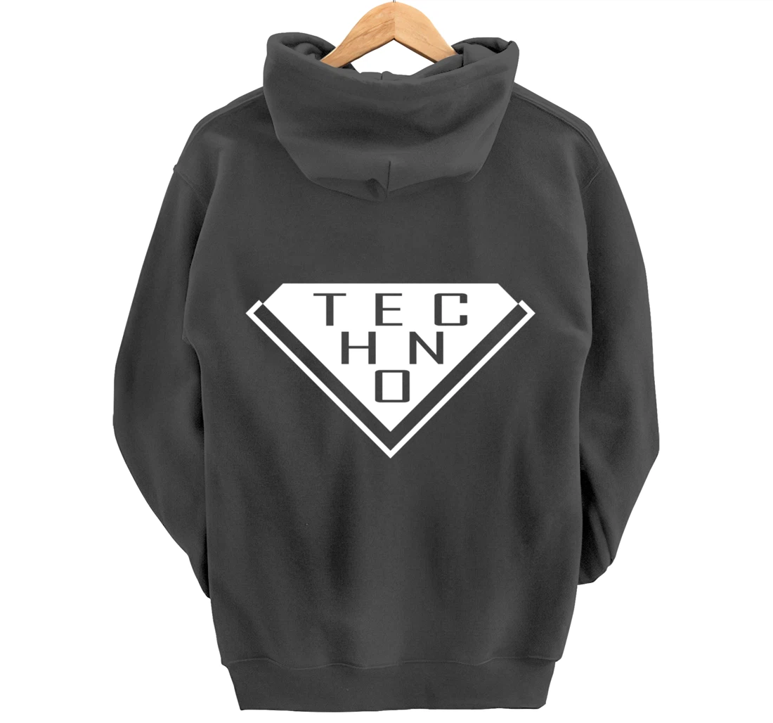 Minimalist Stylish Techno Music For Raver Synth Lover Pullover Hoodie