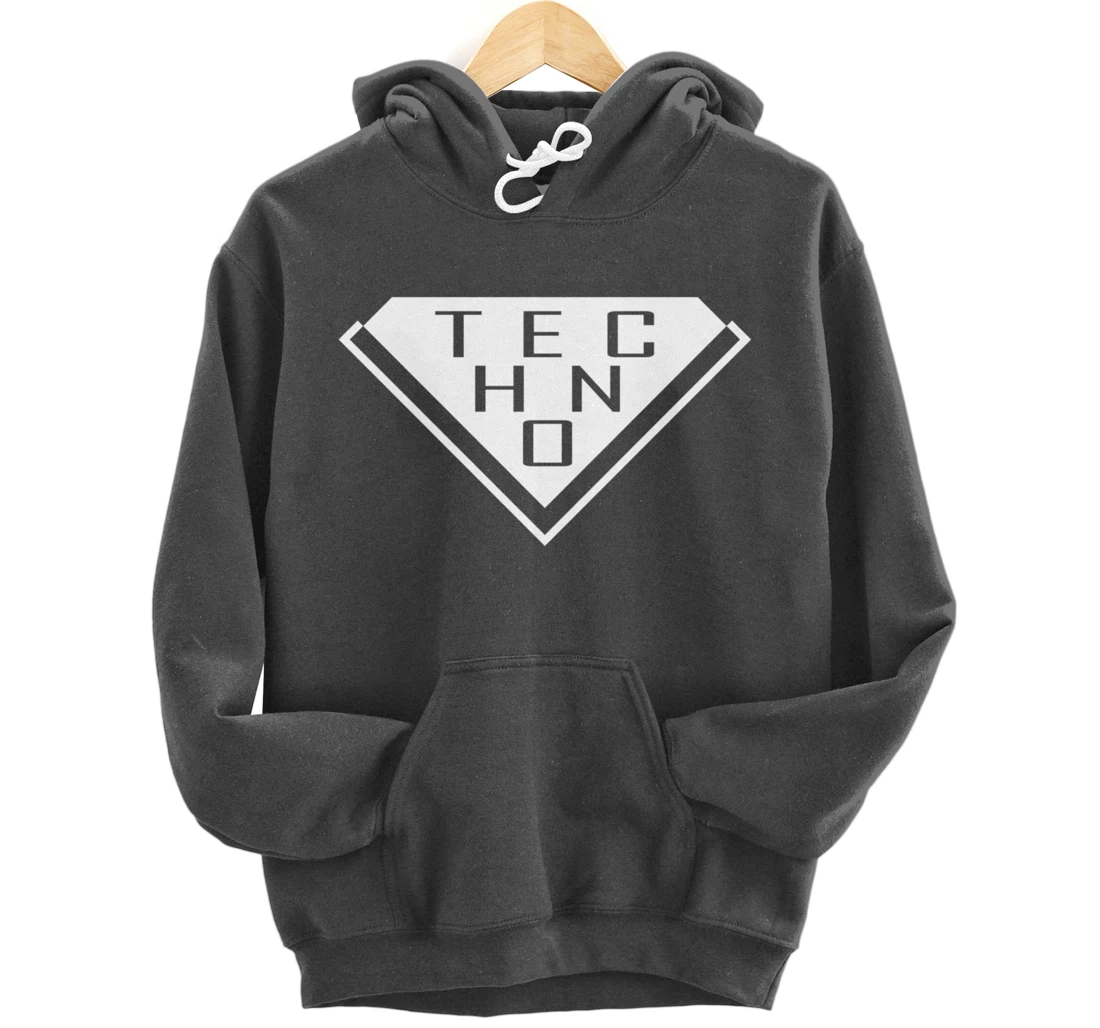 Minimalist Stylish Techno Music For Raver Synth Lover Pullover Hoodie