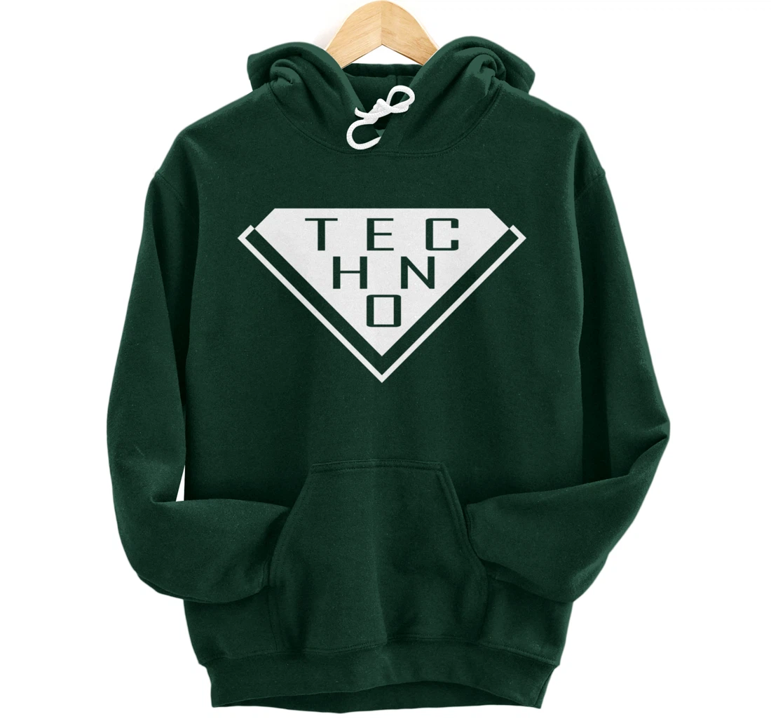 Minimalist Stylish Techno Music For Raver Synth Lover Pullover Hoodie