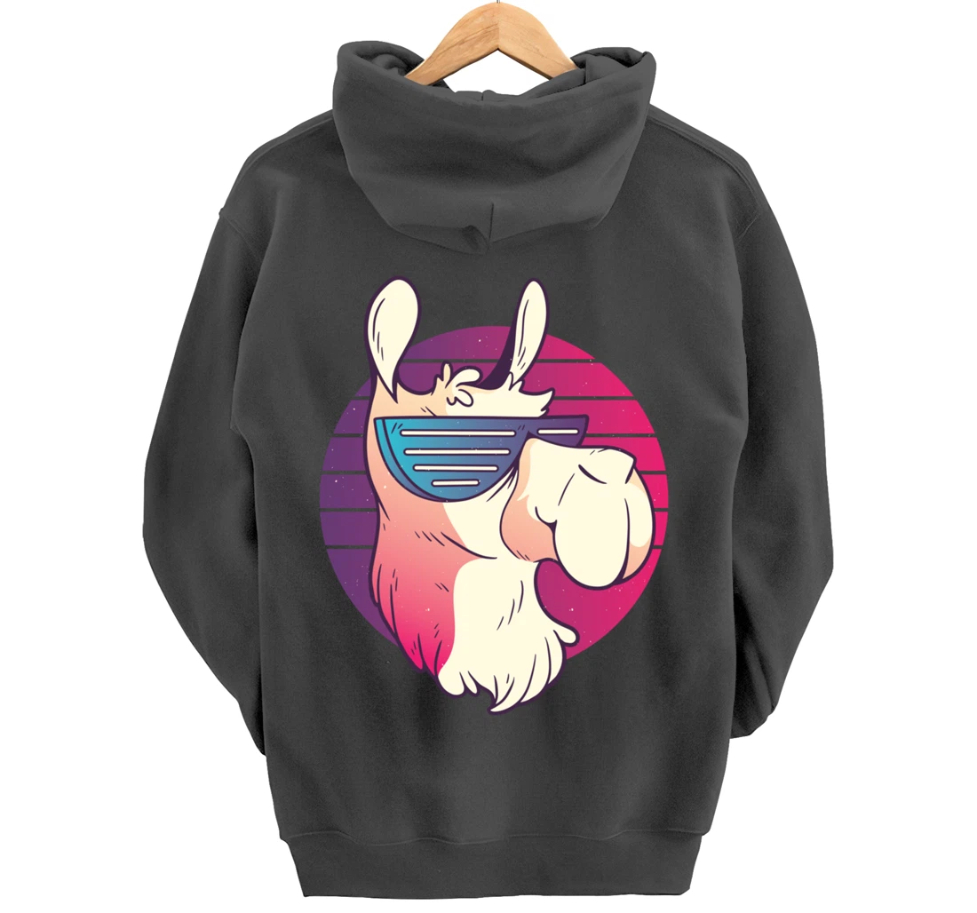 Techno Music Psychedelic Llama For Alpaca Lover Raver Party Pullover Hoodie