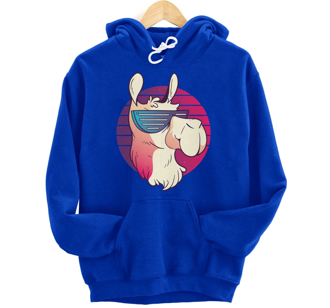 Techno Music Psychedelic Llama For Alpaca Lover Raver Party Pullover Hoodie