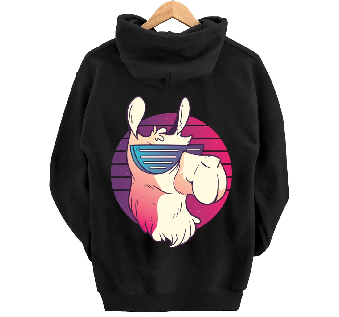 Techno Music Psychedelic Llama For Alpaca Lover Raver Party Pullover Hoodie
