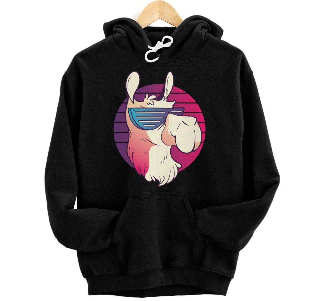 Techno Music Psychedelic Llama For Alpaca Lover Raver Party Pullover Hoodie