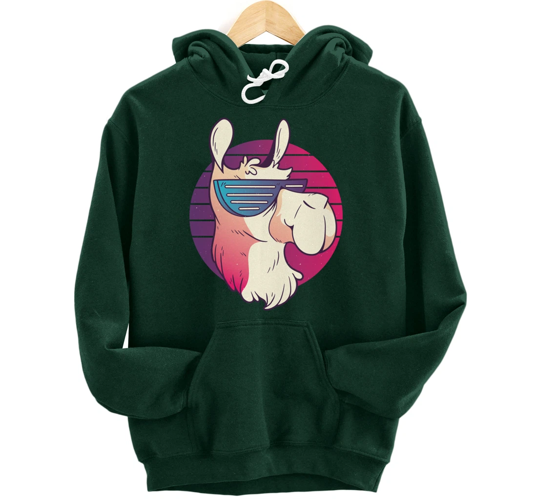 Techno Music Psychedelic Llama For Alpaca Lover Raver Party Pullover Hoodie