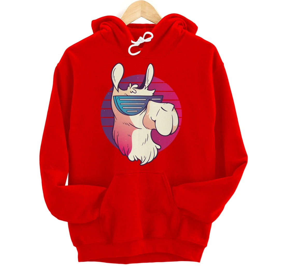 Techno Music Psychedelic Llama For Alpaca Lover Raver Party Pullover Hoodie