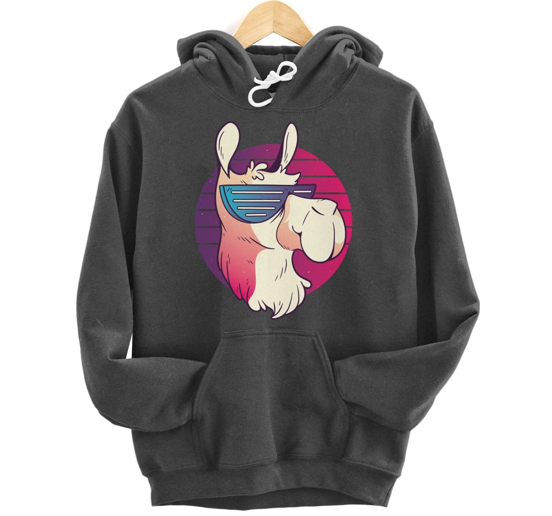 Techno Music Psychedelic Llama For Alpaca Lover Raver Party Pullover Hoodie