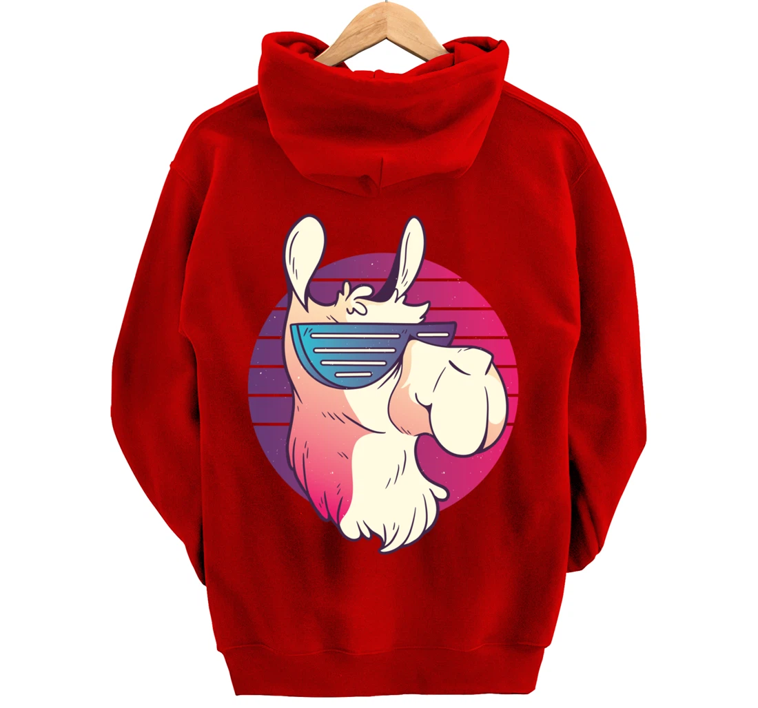 Techno Music Psychedelic Llama For Alpaca Lover Raver Party Pullover Hoodie