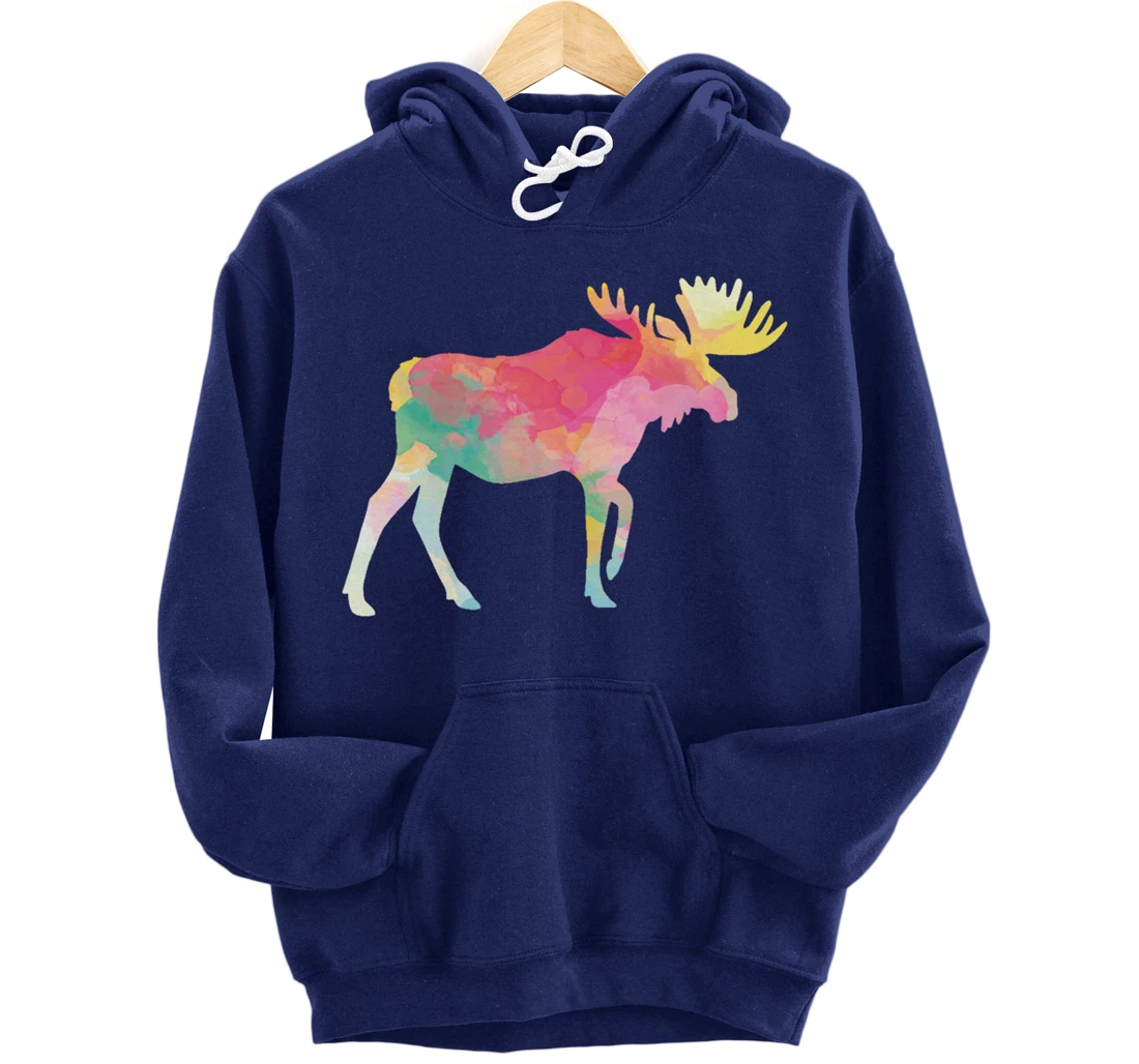 Canadian Moose Abstract Painting For Nature Lover Artist Pullover Hoodie