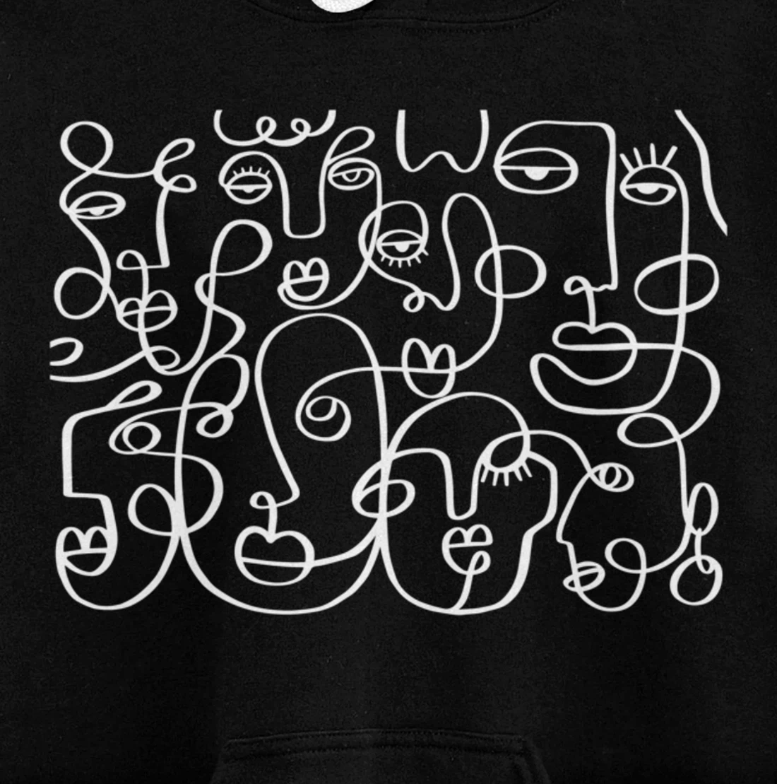 Feminine Faces Abstract Line Art For Feminist Artist Pullover Hoodie