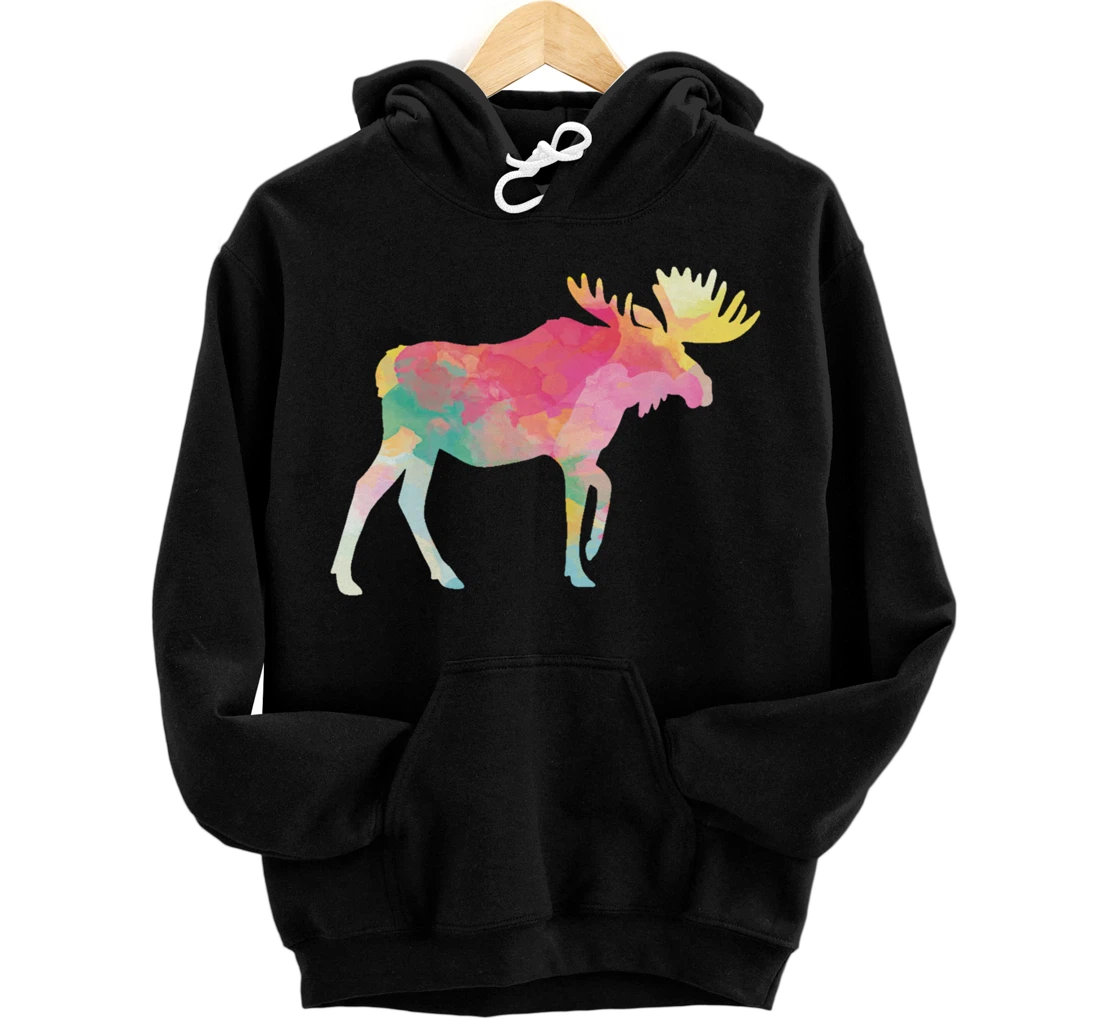 Canadian Moose Abstract Painting For Nature Lover Artist Pullover Hoodie