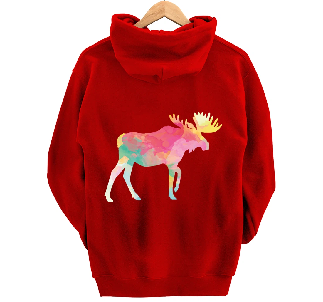 Canadian Moose Abstract Painting For Nature Lover Artist Pullover Hoodie