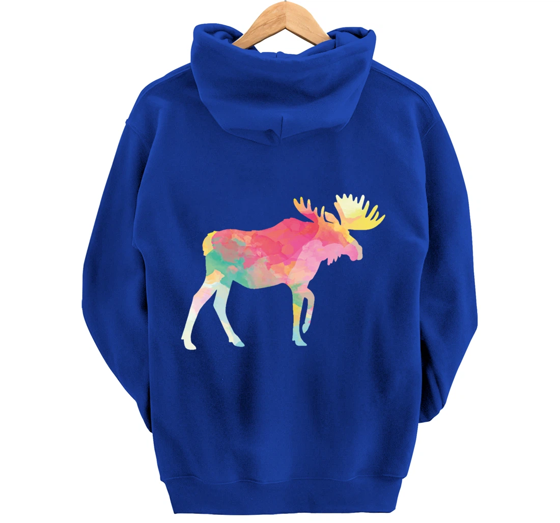 Canadian Moose Abstract Painting For Nature Lover Artist Pullover Hoodie