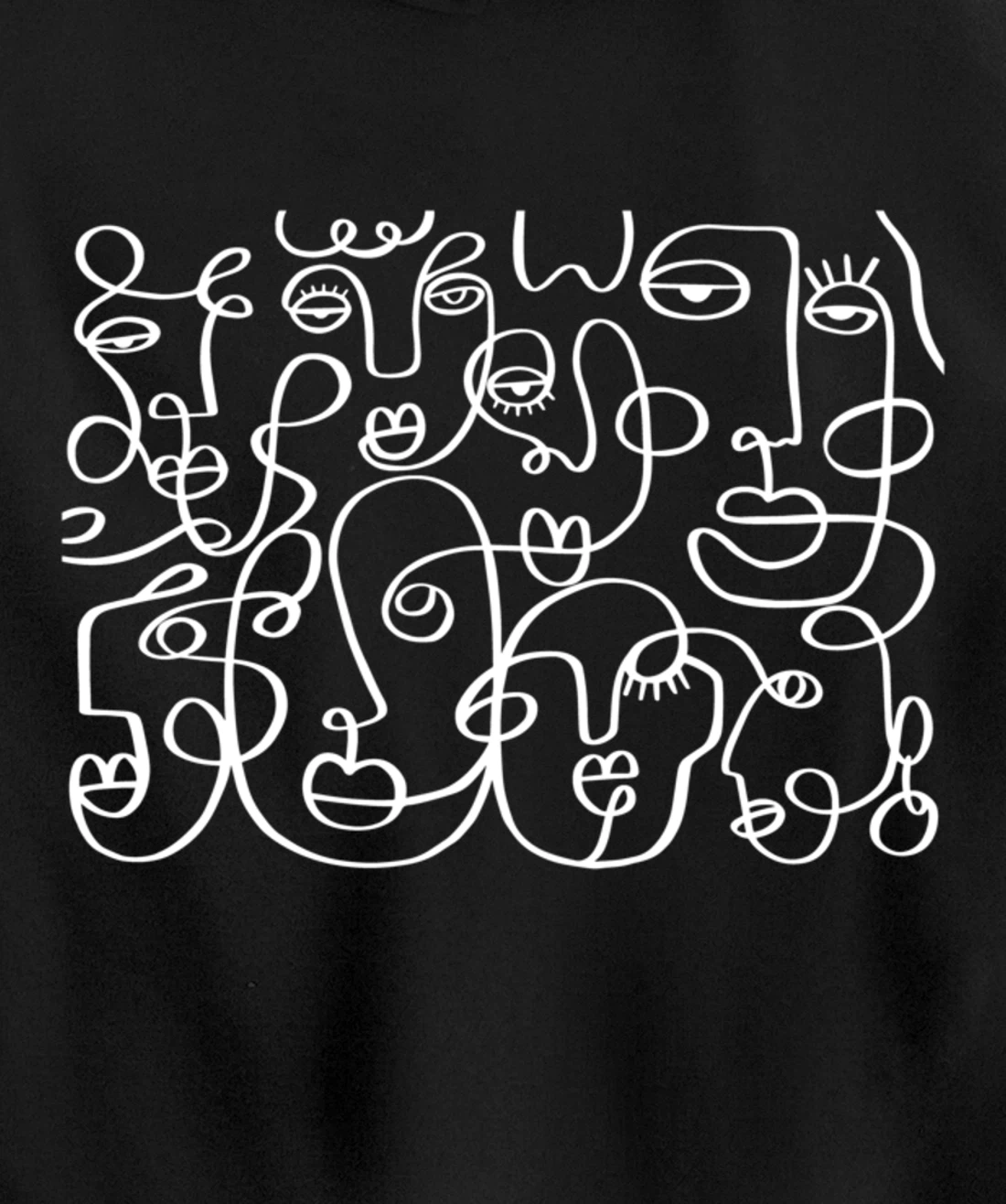 Feminine Faces Abstract Line Art For Feminist Artist Pullover Hoodie
