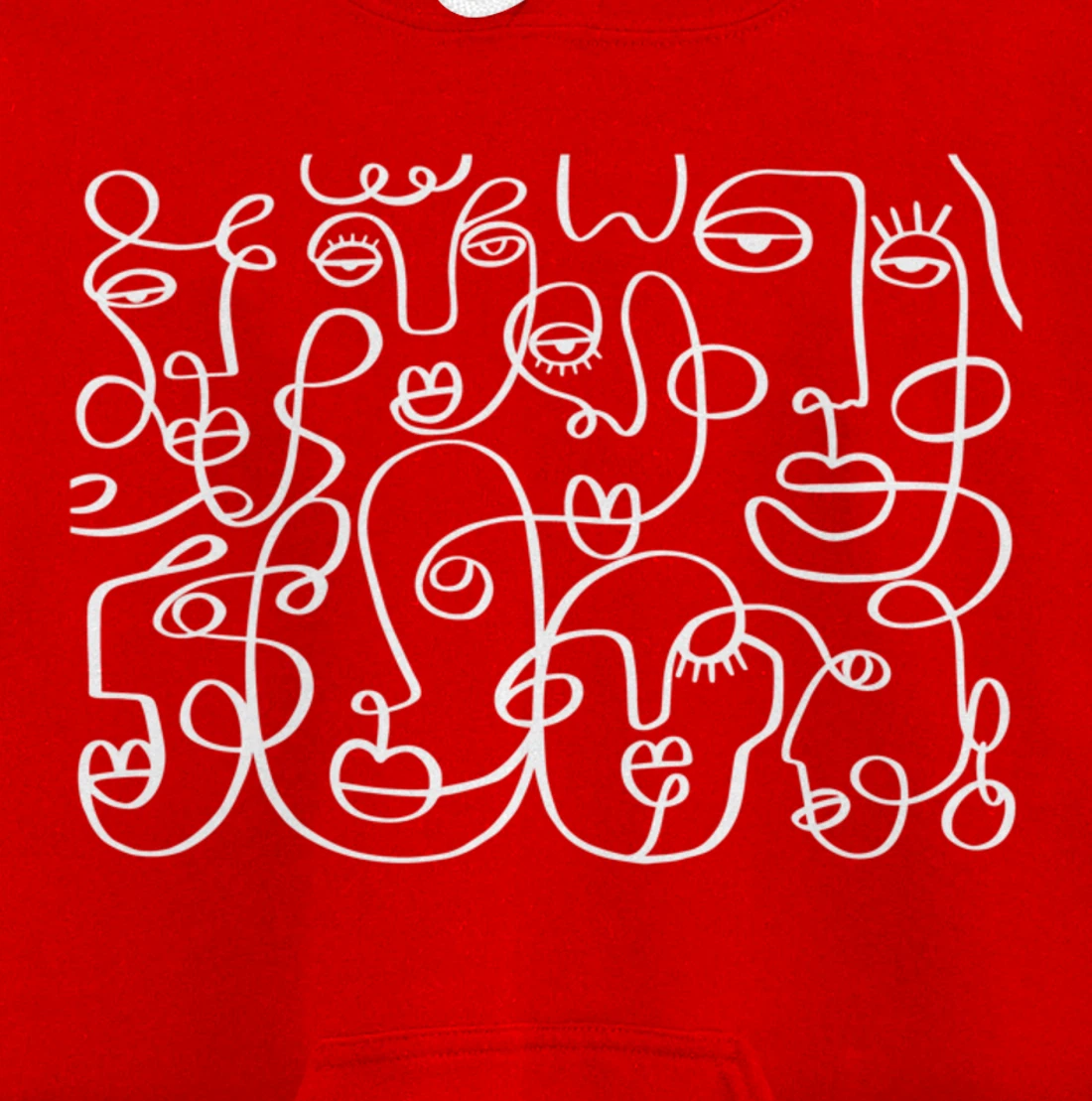 Feminine Faces Abstract Line Art For Feminist Artist Pullover Hoodie