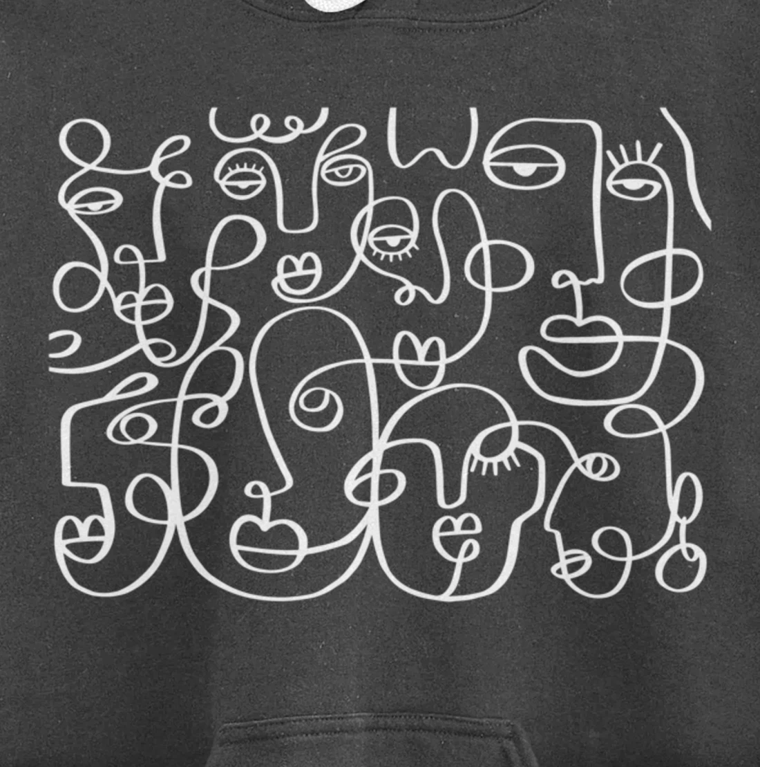 Feminine Faces Abstract Line Art For Feminist Artist Pullover Hoodie