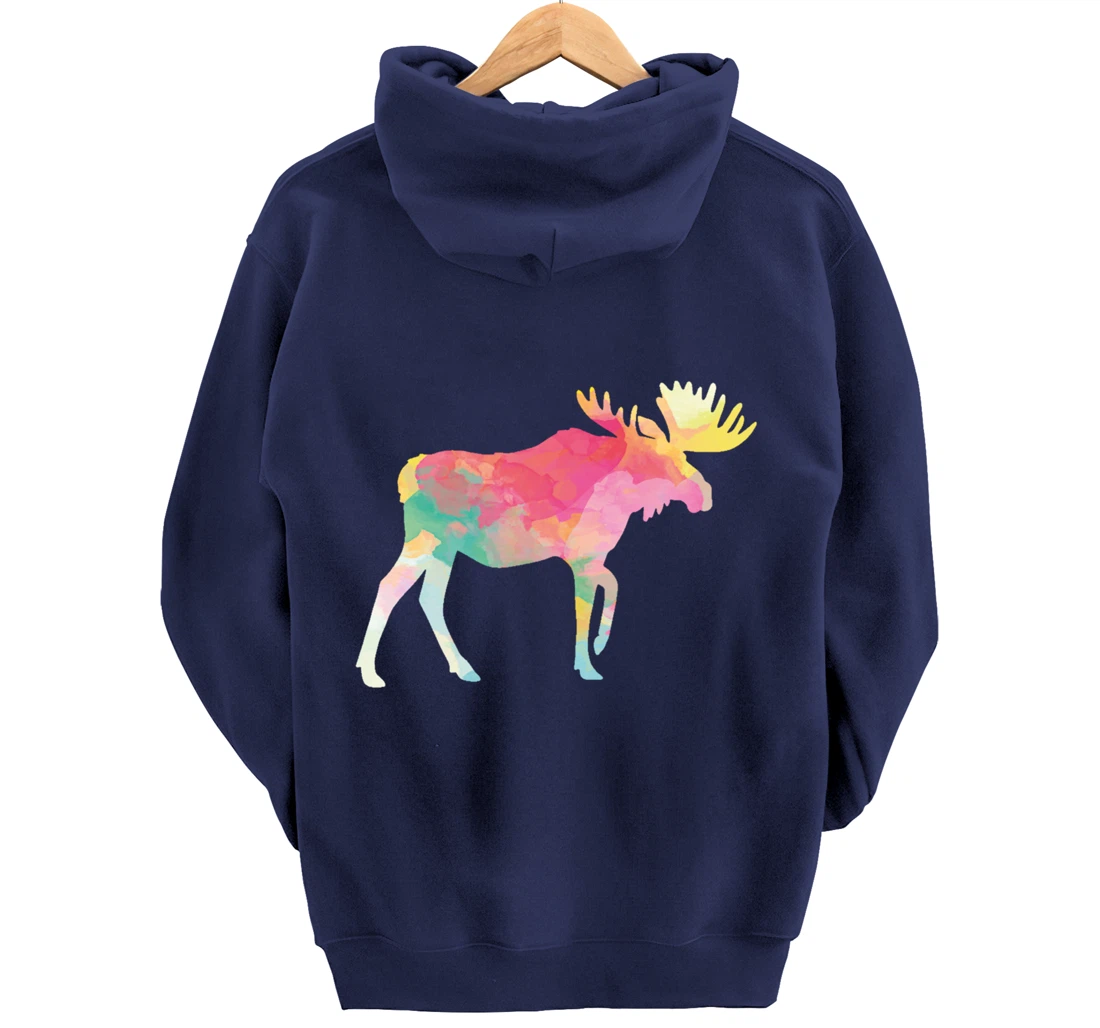Canadian Moose Abstract Painting For Nature Lover Artist Pullover Hoodie