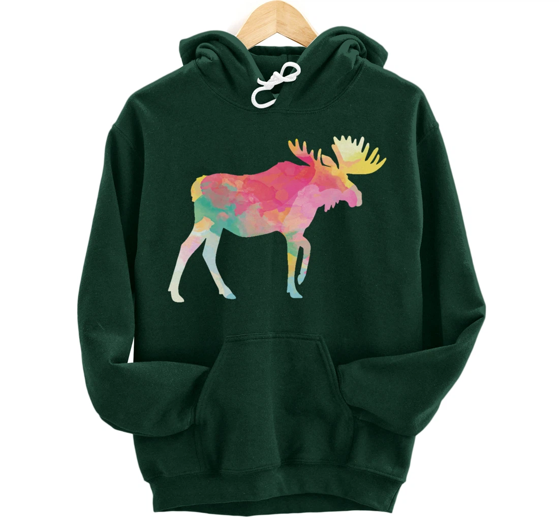 Canadian Moose Abstract Painting For Nature Lover Artist Pullover Hoodie