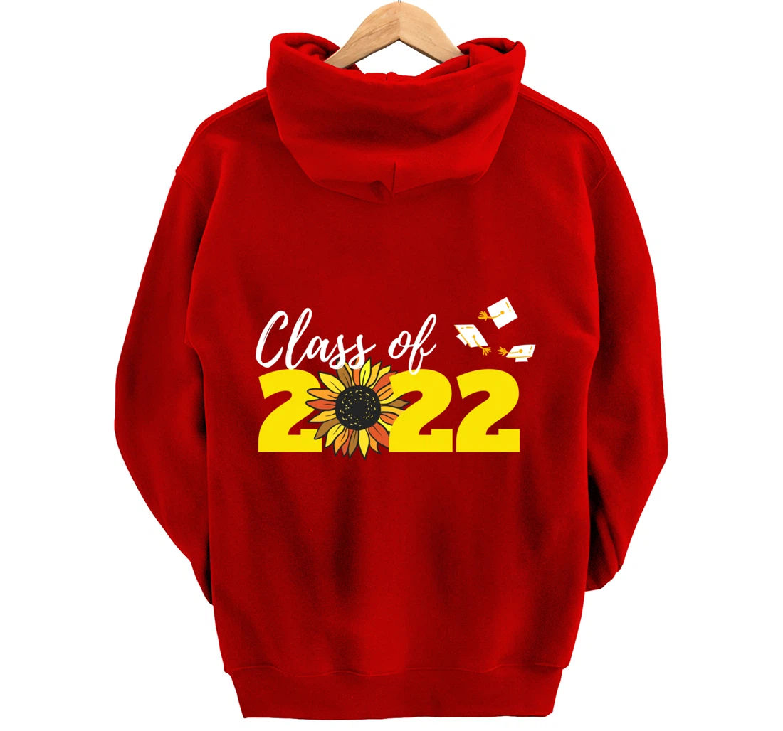 Class of 2022 Graduation Hat Sunflower Girly Graduate Yellow Pullover Hoodie