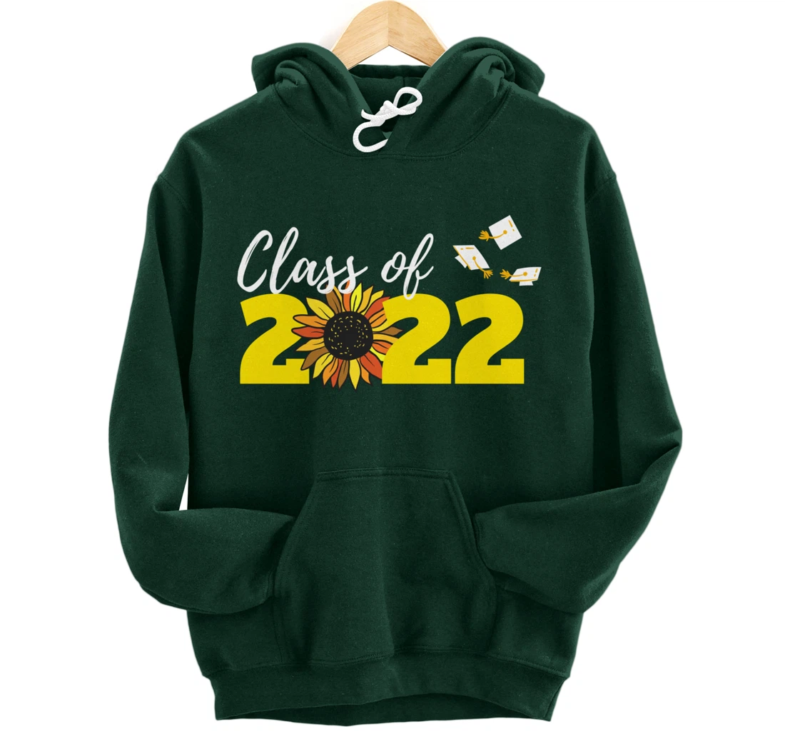 Class of 2022 Graduation Hat Sunflower Girly Graduate Yellow Pullover Hoodie