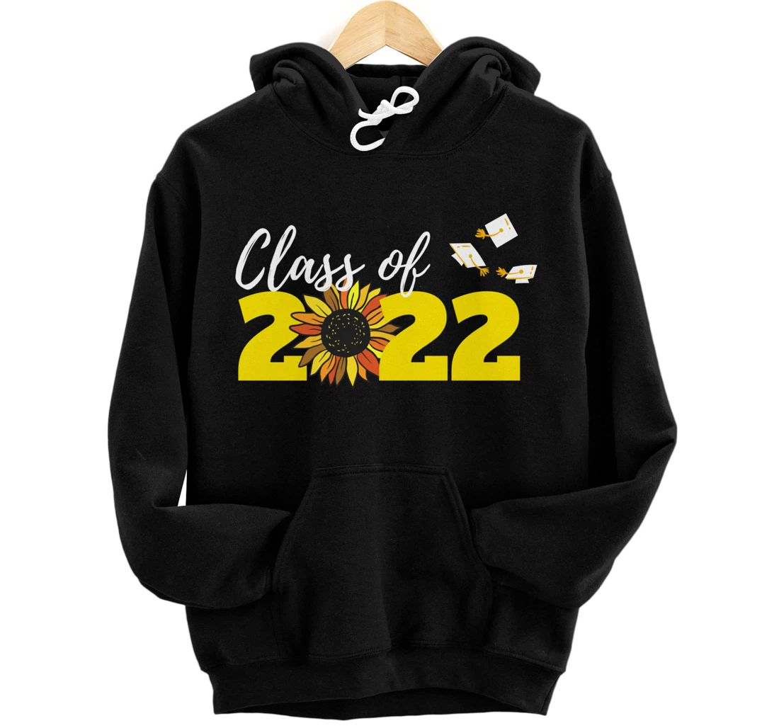 Class of 2022 Graduation Hat Sunflower Girly Graduate Yellow Pullover Hoodie