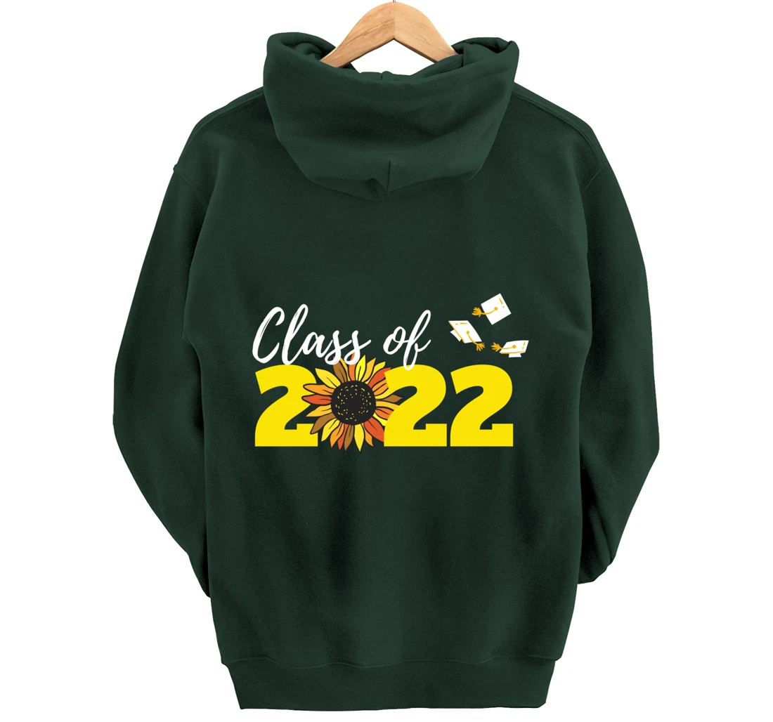 Class of 2022 Graduation Hat Sunflower Girly Graduate Yellow Pullover Hoodie