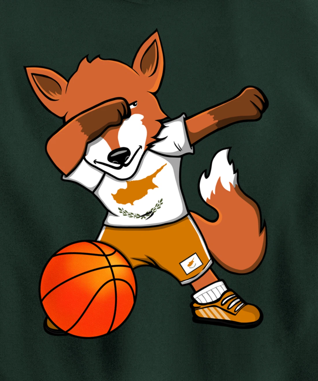 Dabbing Fox Cyprus Basketball Fans Jersey Cypriot Flag Sport Pullover Hoodie