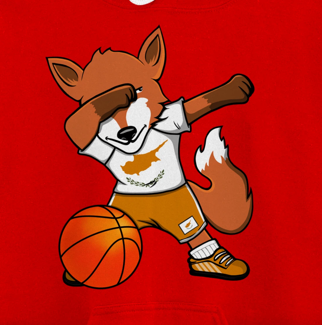 Dabbing Fox Cyprus Basketball Fans Jersey Cypriot Flag Sport Pullover Hoodie