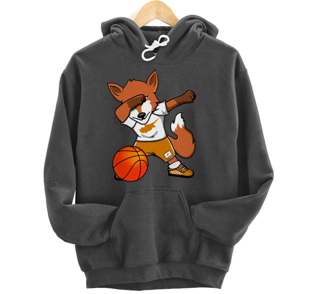 Dabbing Fox Cyprus Basketball Fans Jersey Cypriot Flag Sport Pullover Hoodie