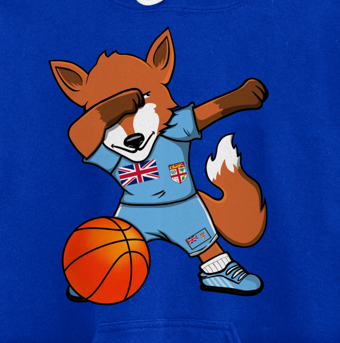 Dabbing Fox Fiji Basketball Fans Jersey Fijian Flag Sport Pullover Hoodie