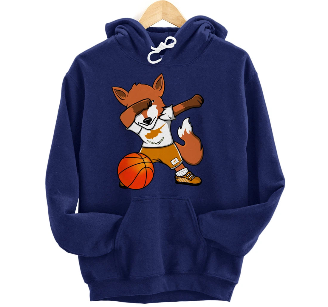 Dabbing Fox Cyprus Basketball Fans Jersey Cypriot Flag Sport Pullover Hoodie