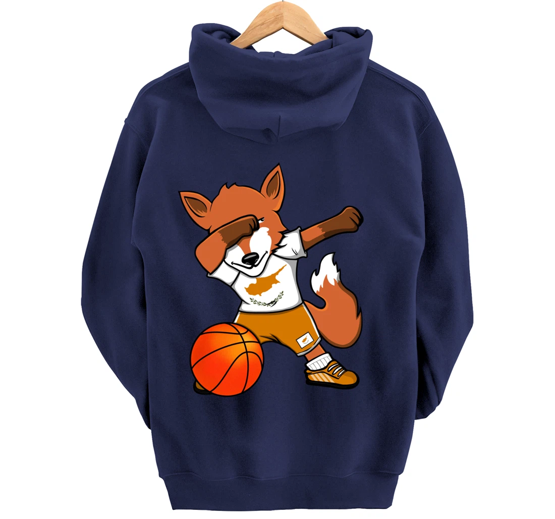 Dabbing Fox Cyprus Basketball Fans Jersey Cypriot Flag Sport Pullover Hoodie