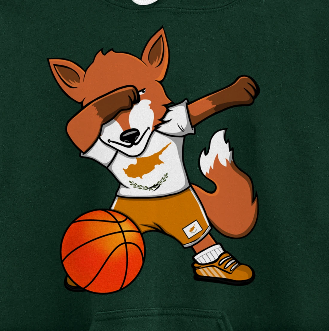 Dabbing Fox Cyprus Basketball Fans Jersey Cypriot Flag Sport Pullover Hoodie