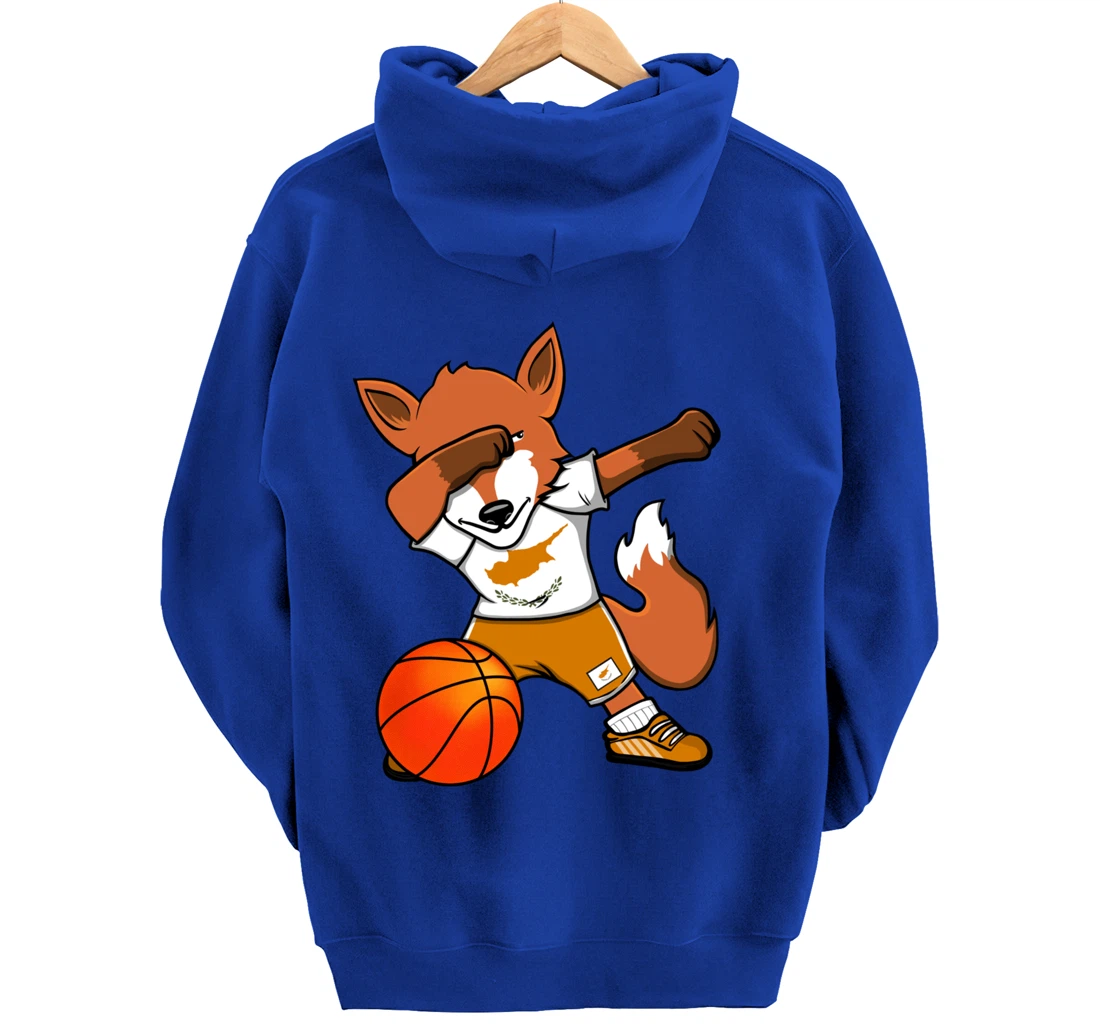 Dabbing Fox Cyprus Basketball Fans Jersey Cypriot Flag Sport Pullover Hoodie