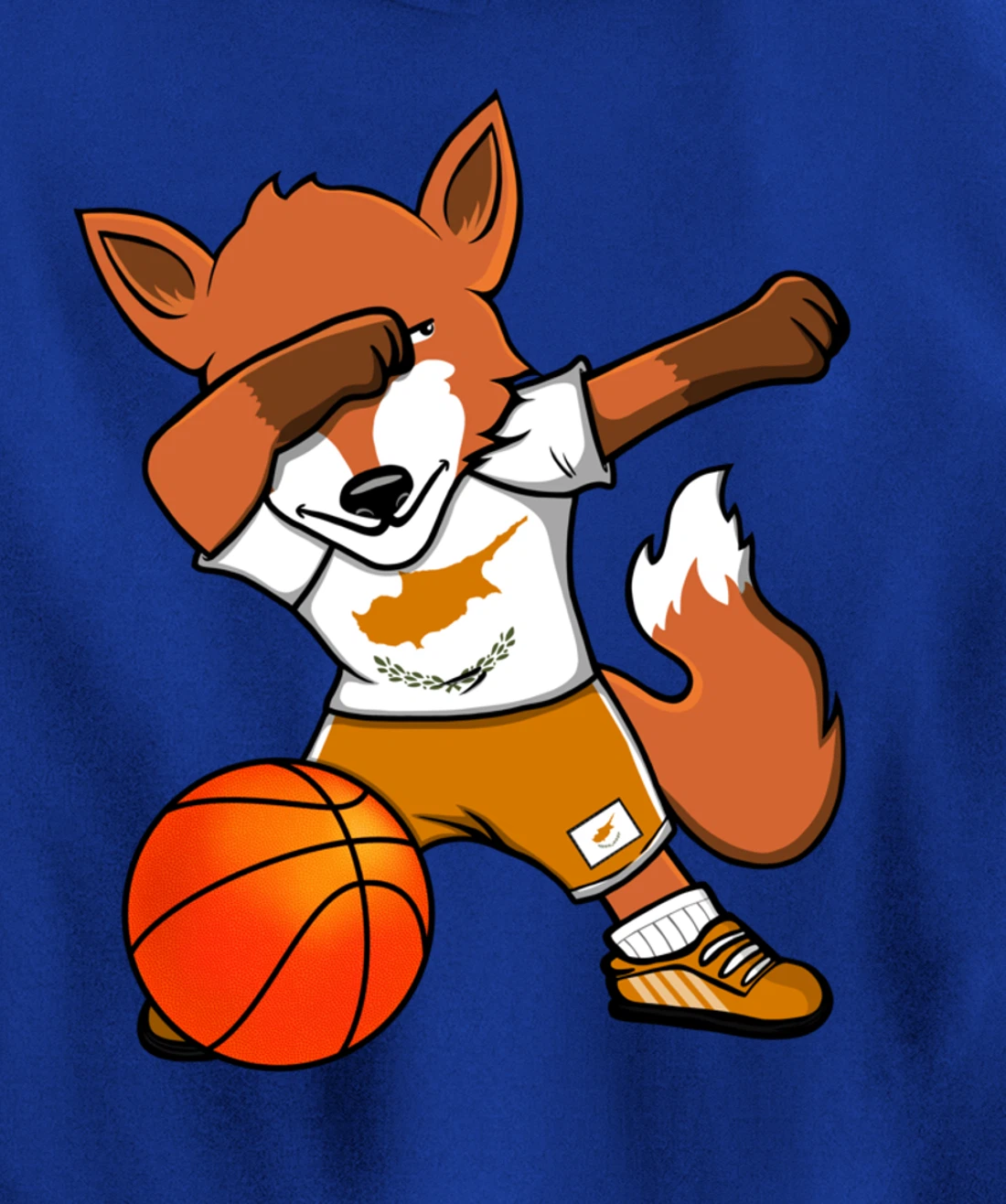 Dabbing Fox Cyprus Basketball Fans Jersey Cypriot Flag Sport Pullover Hoodie