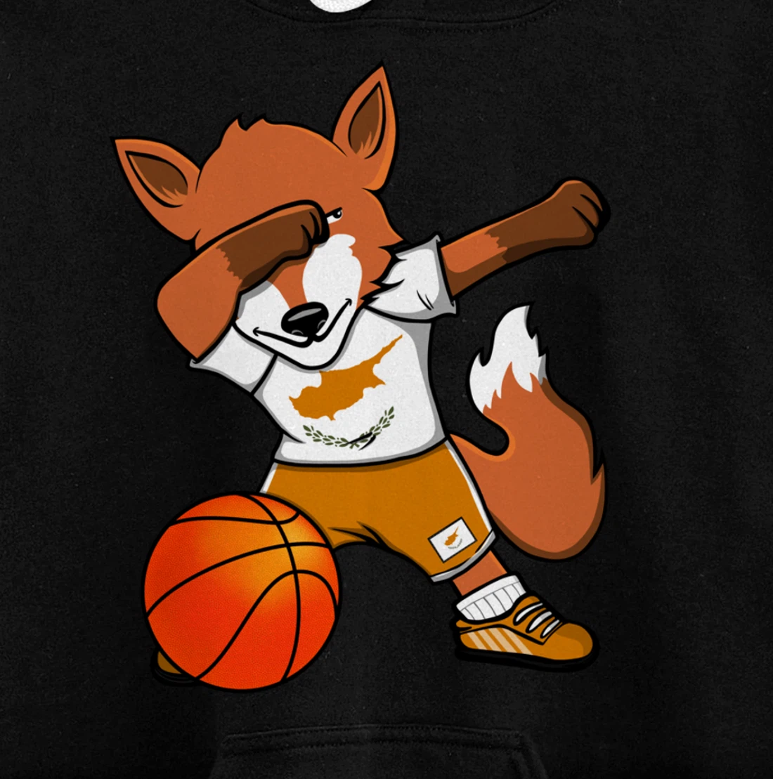 Dabbing Fox Cyprus Basketball Fans Jersey Cypriot Flag Sport Pullover Hoodie