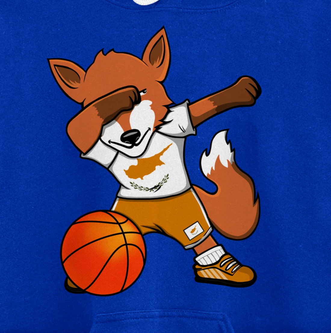 Dabbing Fox Cyprus Basketball Fans Jersey Cypriot Flag Sport Pullover Hoodie