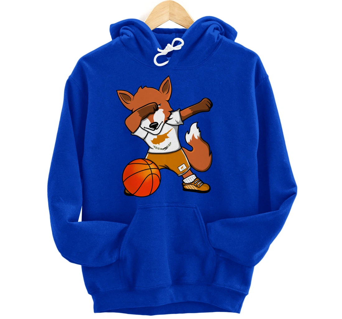 Dabbing Fox Cyprus Basketball Fans Jersey Cypriot Flag Sport Pullover Hoodie