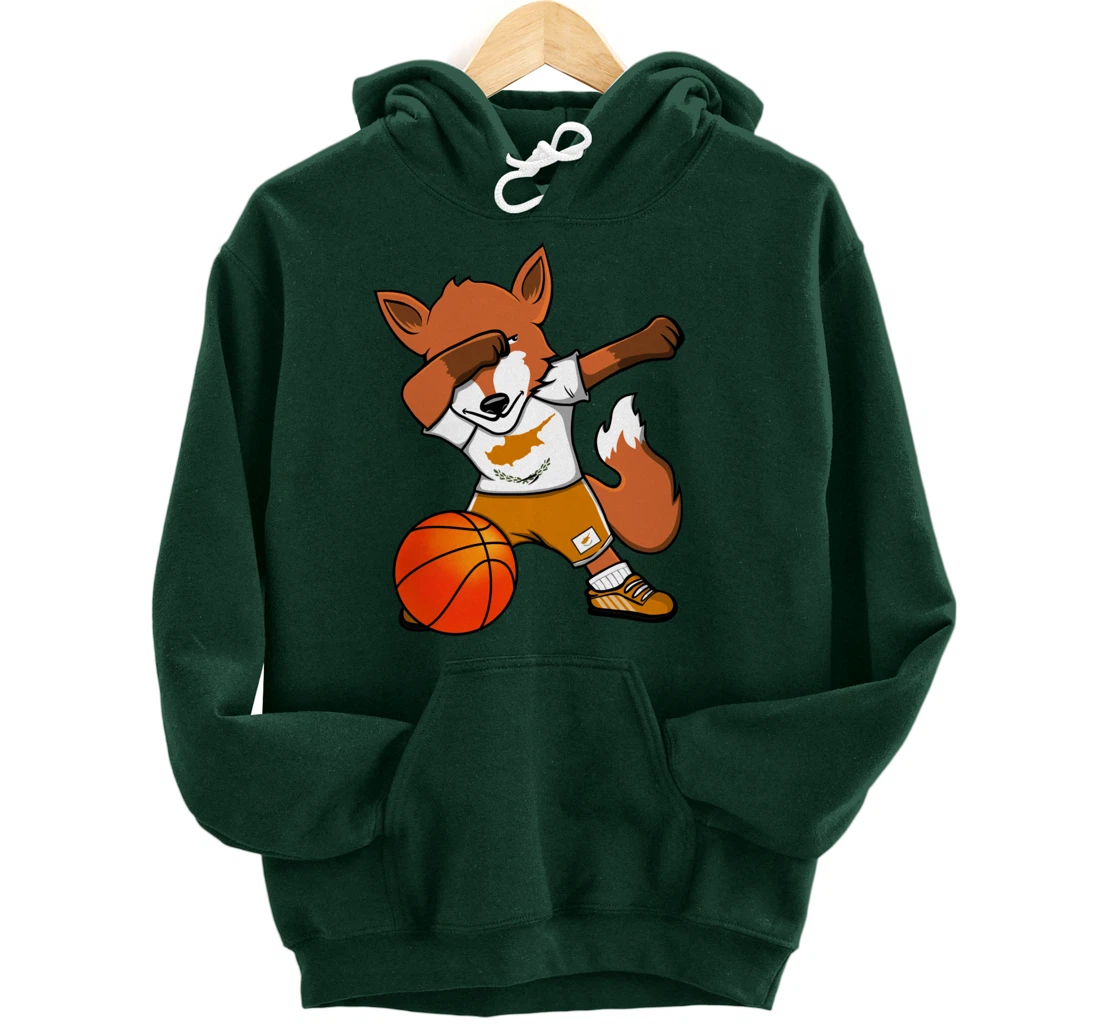 Dabbing Fox Cyprus Basketball Fans Jersey Cypriot Flag Sport Pullover Hoodie