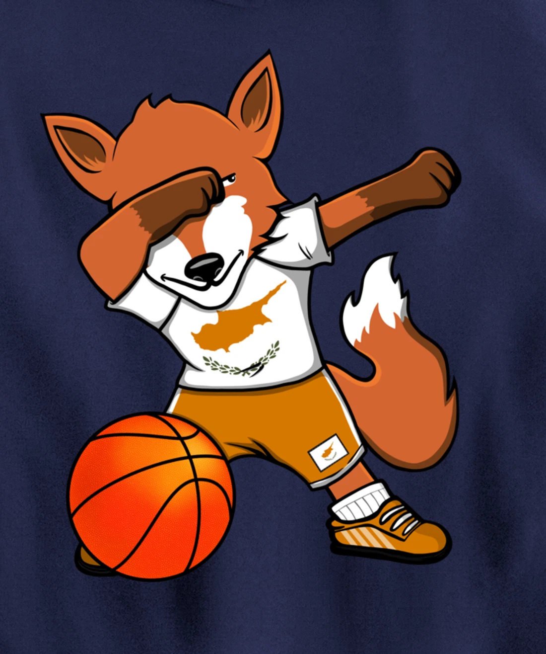 Dabbing Fox Cyprus Basketball Fans Jersey Cypriot Flag Sport Pullover Hoodie