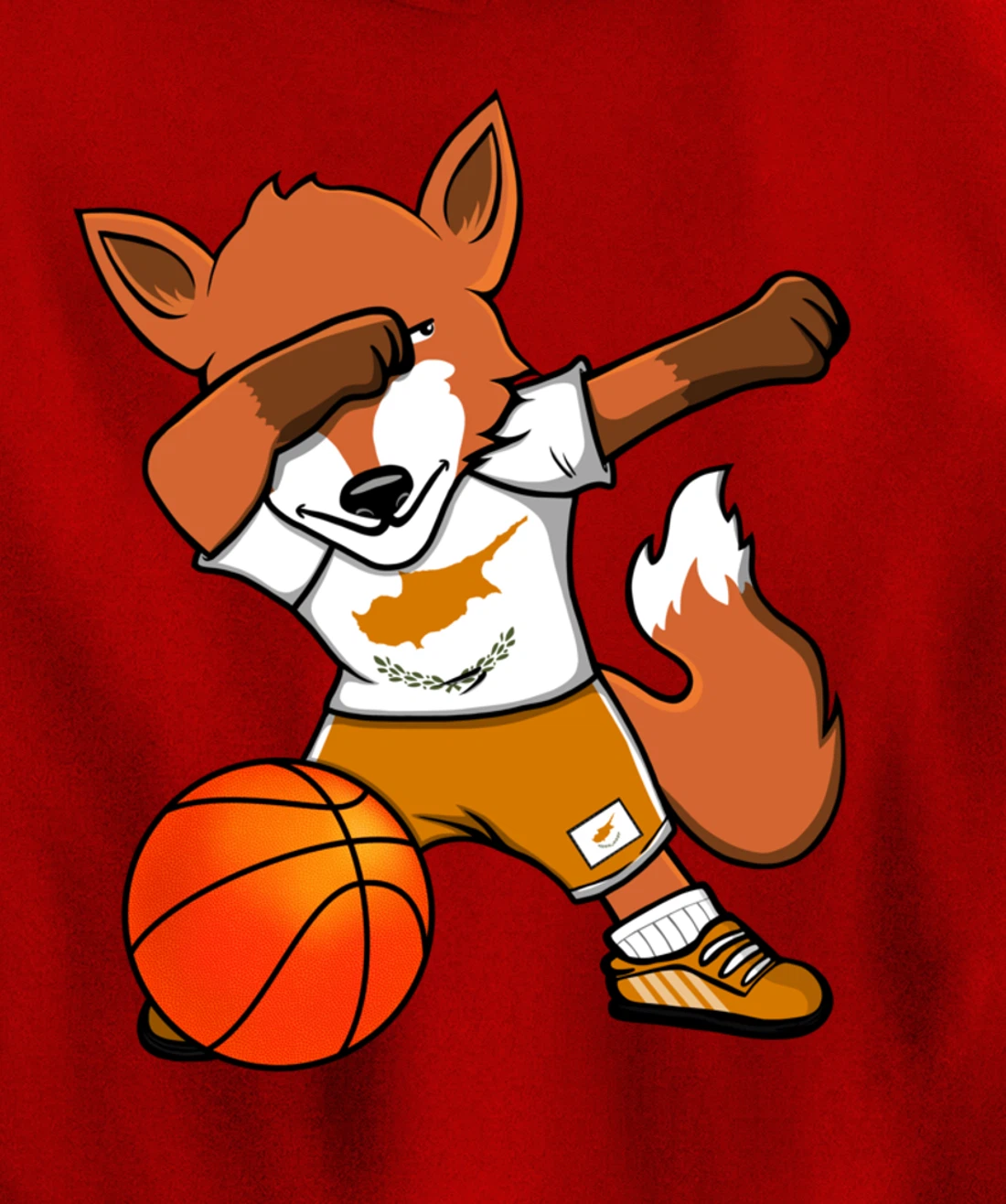Dabbing Fox Cyprus Basketball Fans Jersey Cypriot Flag Sport Pullover Hoodie