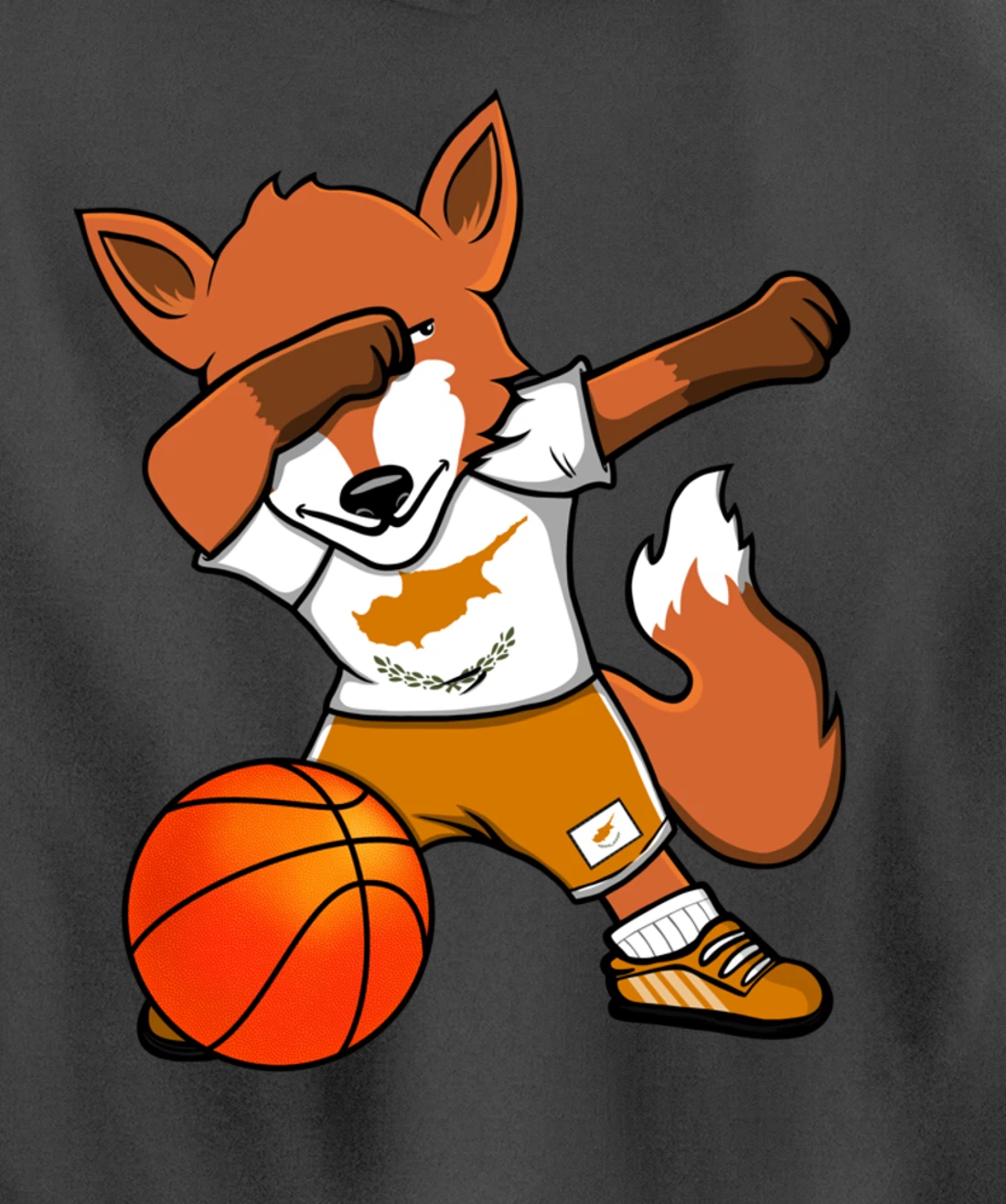 Dabbing Fox Cyprus Basketball Fans Jersey Cypriot Flag Sport Pullover Hoodie