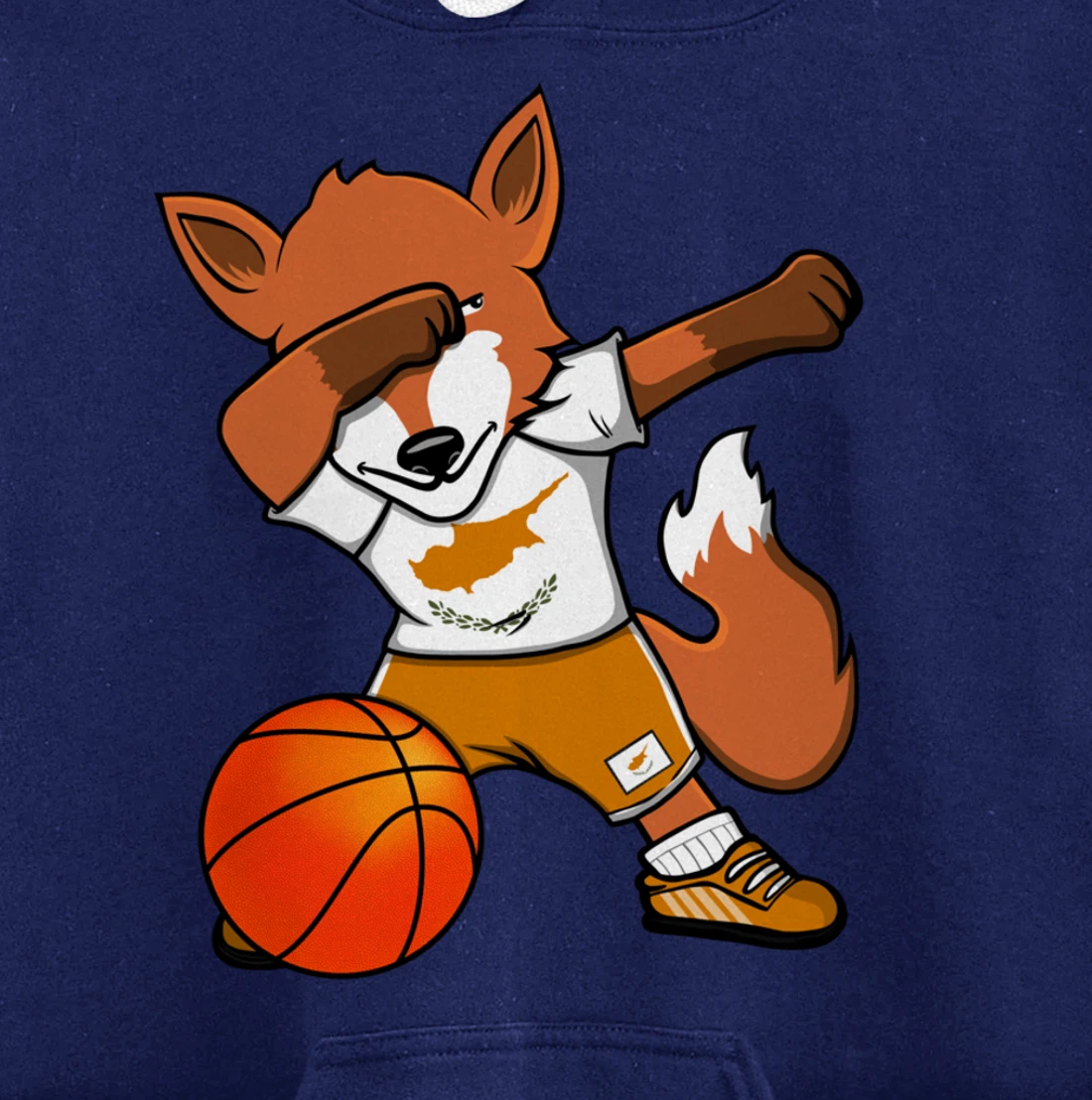 Dabbing Fox Cyprus Basketball Fans Jersey Cypriot Flag Sport Pullover Hoodie