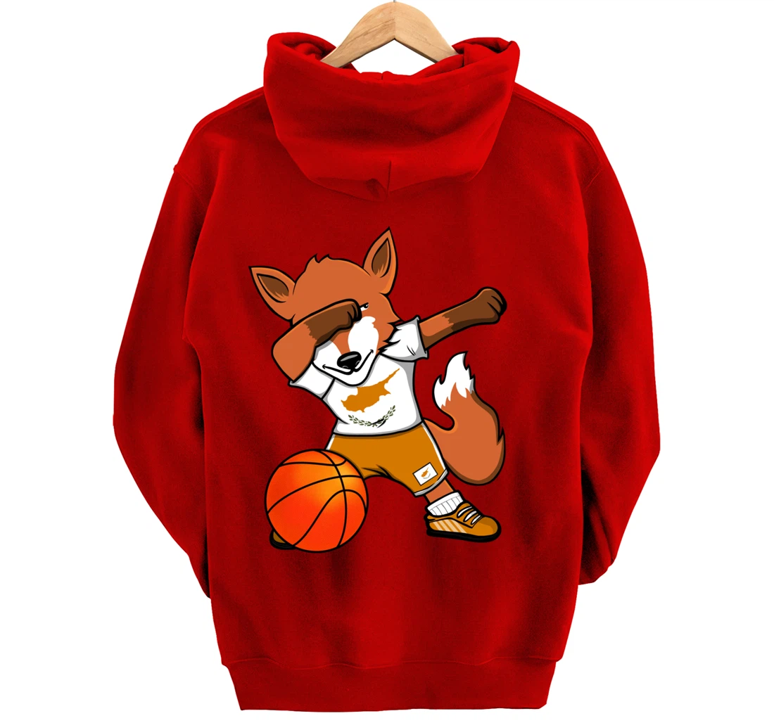 Dabbing Fox Cyprus Basketball Fans Jersey Cypriot Flag Sport Pullover Hoodie