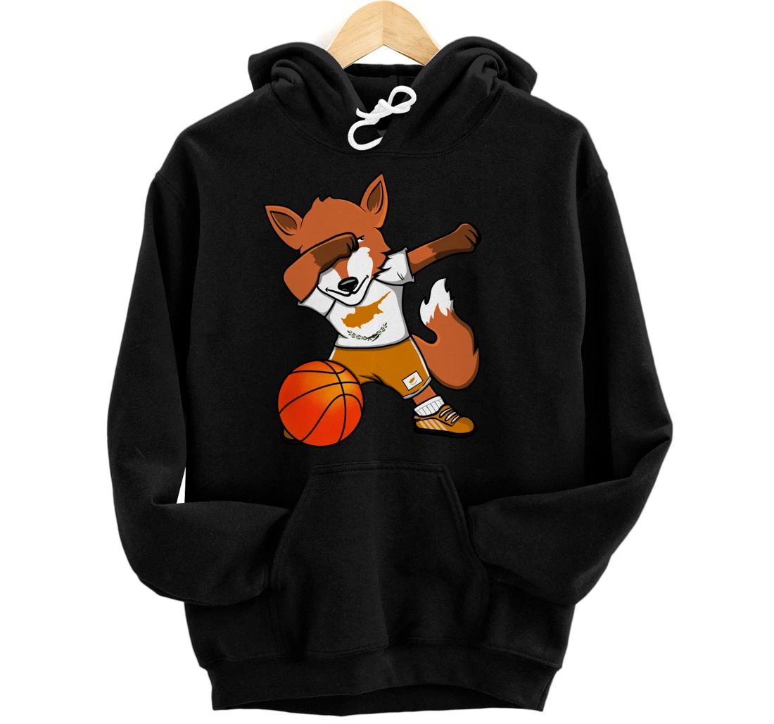 Dabbing Fox Cyprus Basketball Fans Jersey Cypriot Flag Sport Pullover Hoodie