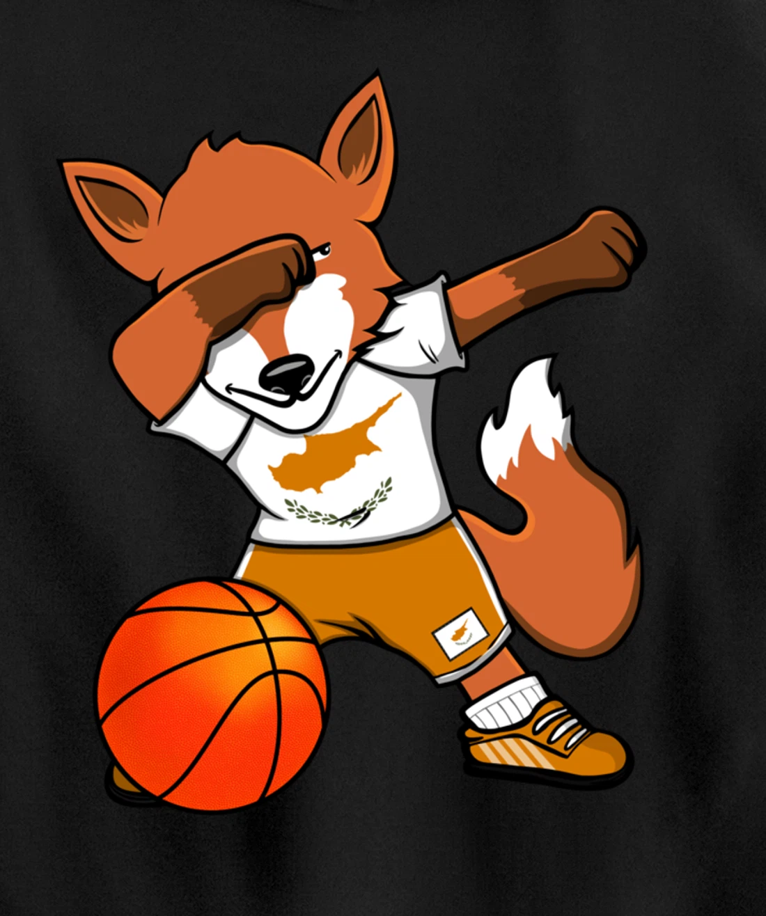 Dabbing Fox Cyprus Basketball Fans Jersey Cypriot Flag Sport Pullover Hoodie