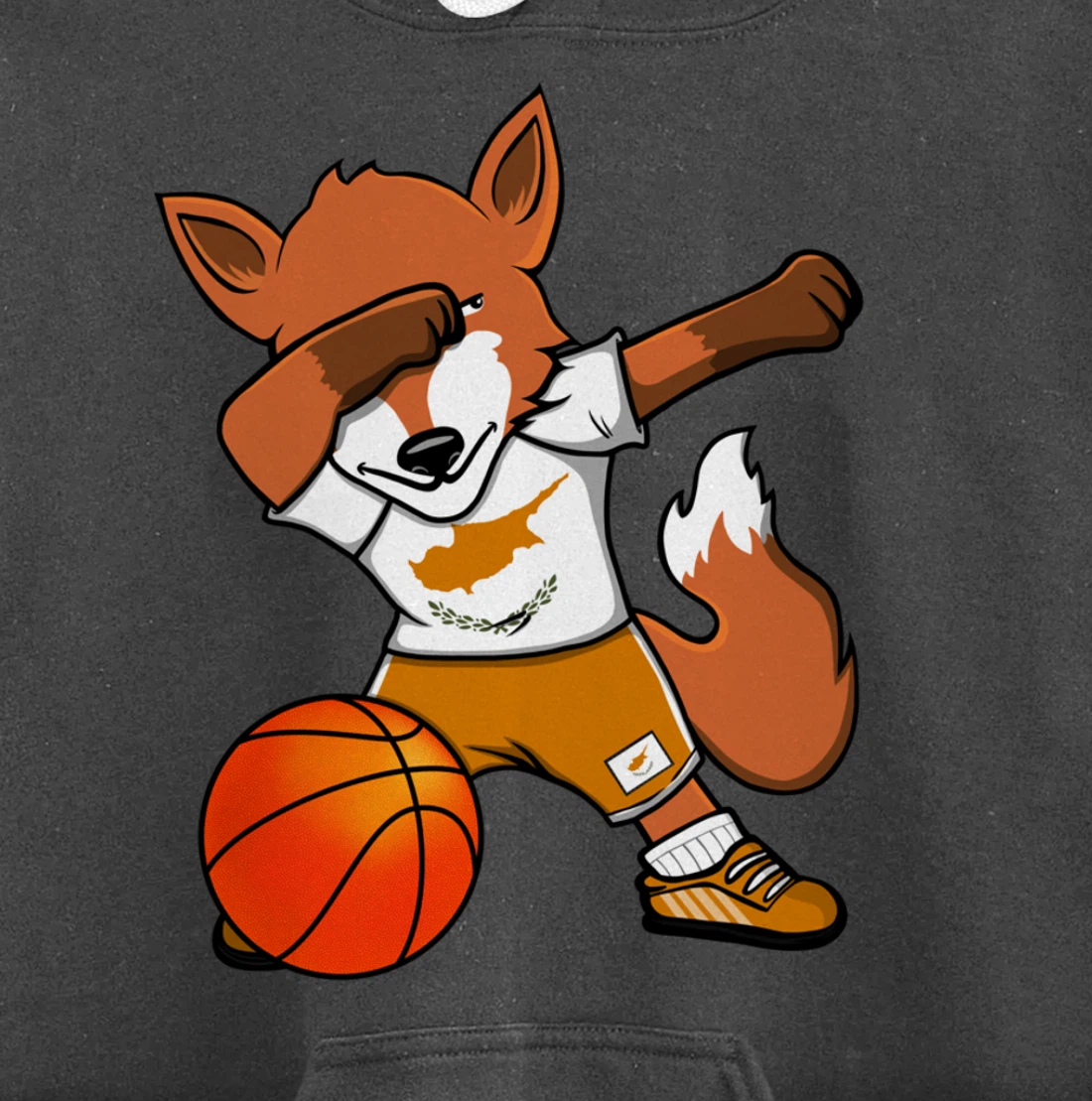 Dabbing Fox Cyprus Basketball Fans Jersey Cypriot Flag Sport Pullover Hoodie
