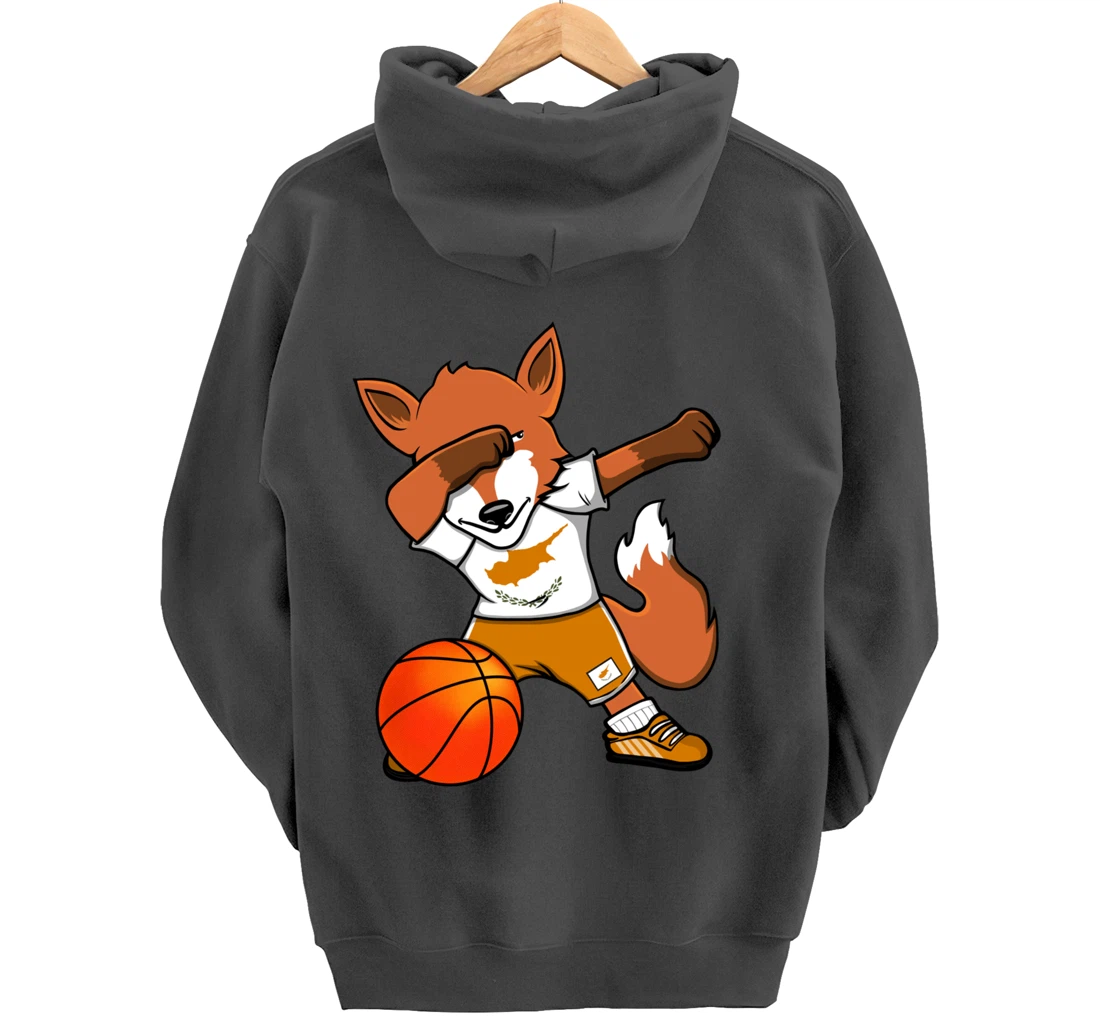 Dabbing Fox Cyprus Basketball Fans Jersey Cypriot Flag Sport Pullover Hoodie