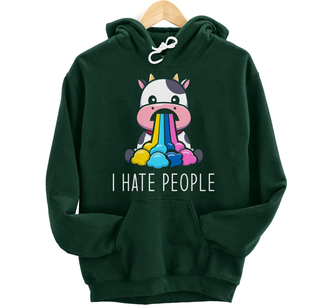 I Hate People Design - I Hate People - funny Cow Pullover Hoodie